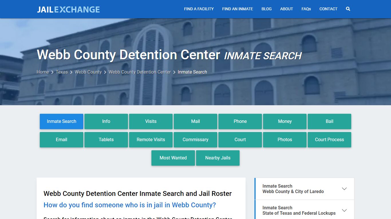Webb County Detention Center Inmate Search - Jail Exchange
